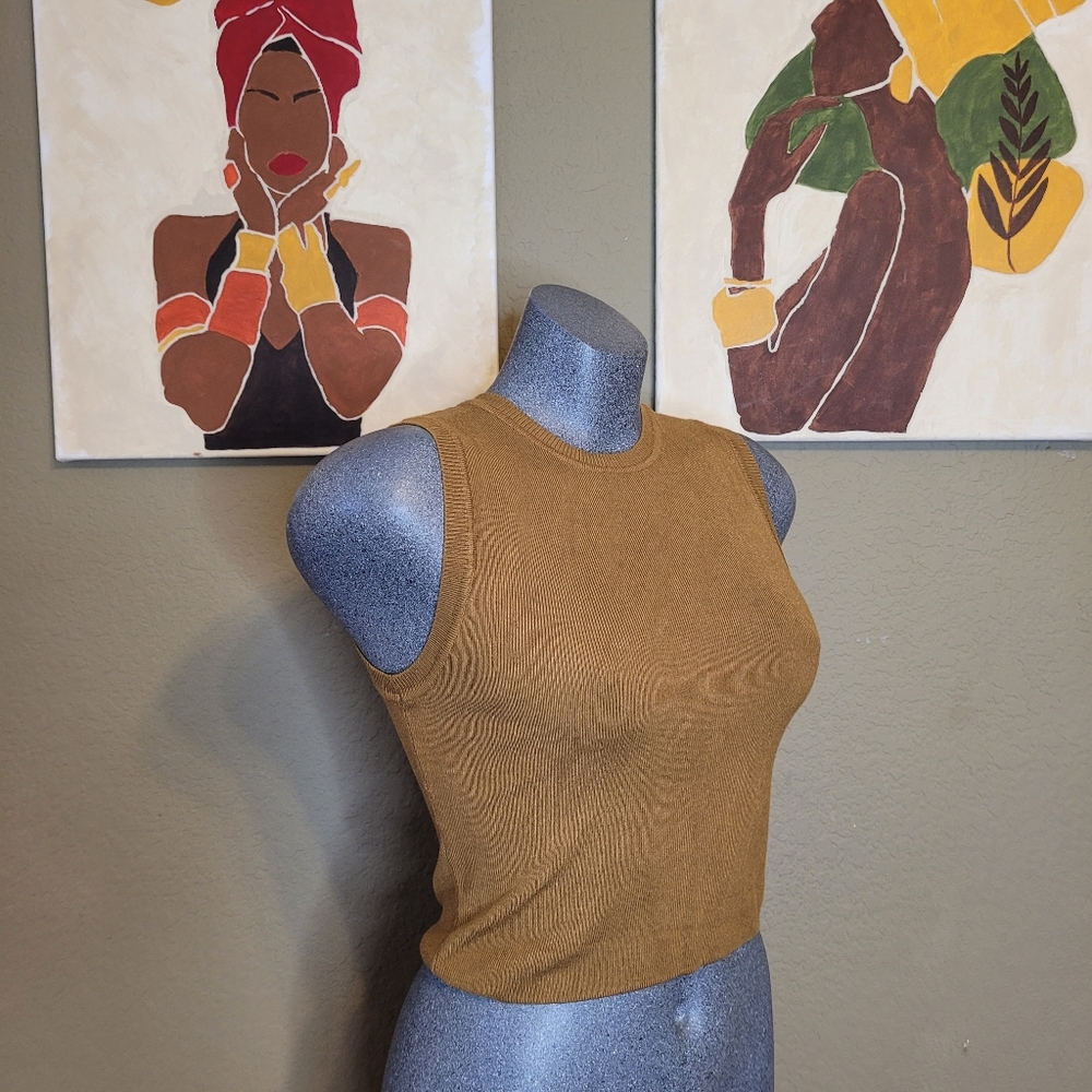 Mustard Ribbed Tank Top Size Small - Picture 2 of 7
